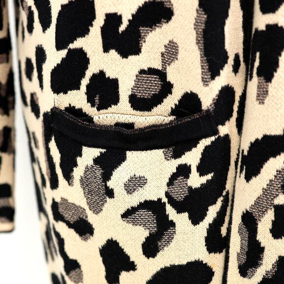 Chicos Sweater 2 Womens Large Beige Black Animal Print Open Cardigan Mob Wife - Picture 10 of 14